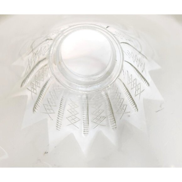 Vintage Frosted Glass Ruffled Lamp Shade Replacement, Diamond Crisscross Bell Li - Picture 16 of 16